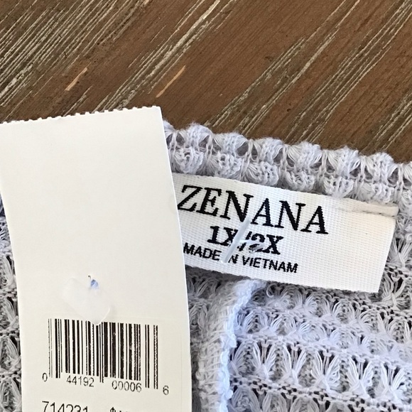 Zenana Womens Lt. Gray 3/4 Sleeve V-Neck Hi-Low Hem Jacquard Sweater Size 1X/2X - Picture 6 of 7